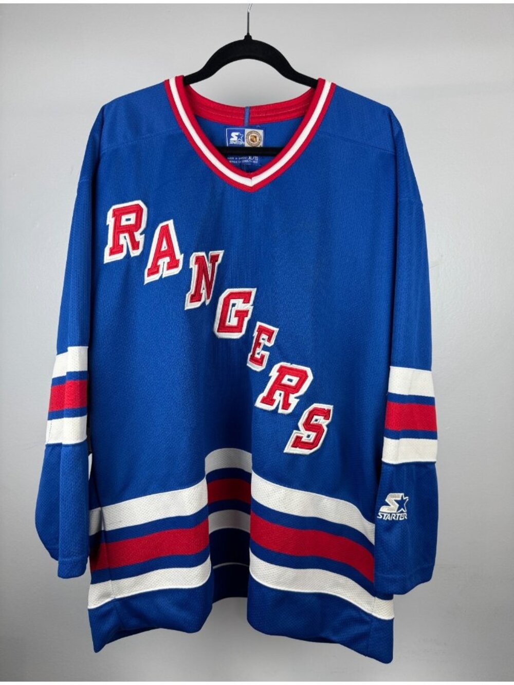 Vintage 1990's Starter New York Rangers NHL Sewn Blue Hockey Jersey Men's XL